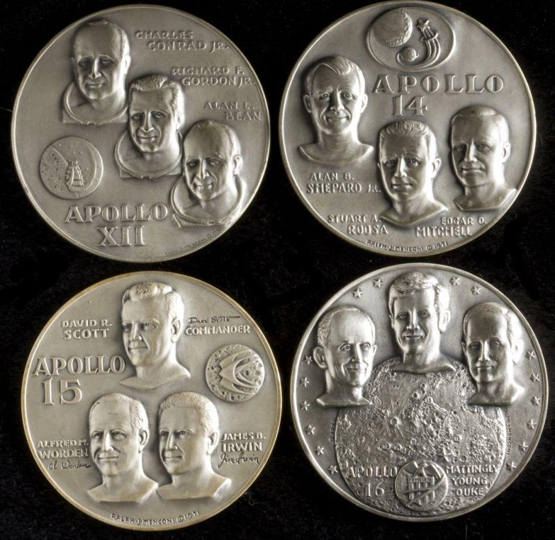 Appraisal: Four Large Silver Apollo Landing Art Medals for Apollo XII