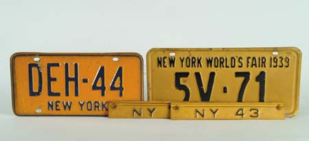 Appraisal: FORTY-FOUR NEW YORK LICENSE PLATES Stamped metal license plates in