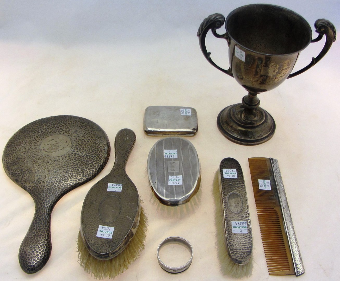 Appraisal: Silver and silver mounted wares comprising a twin handled trophy