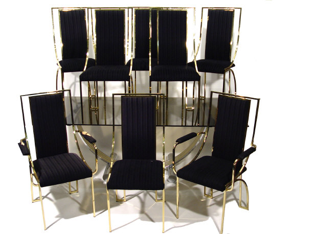 Appraisal: s Zevi Italian chrome and gold metal framed dining table