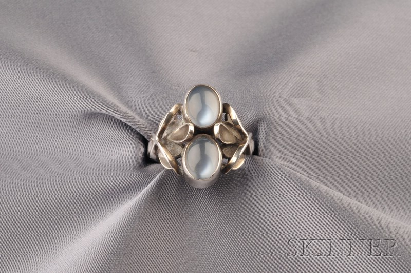 Appraisal: Sterling Silver and Moonstone Ring Georg Jensen Denmark post- mark