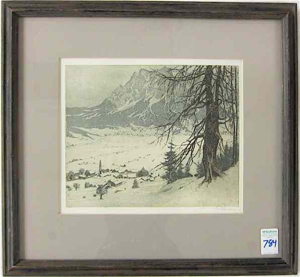 Appraisal: JOSEF EIDENBERGER ETCHING AND AQUATINT Austria - ''Lermoos '' an