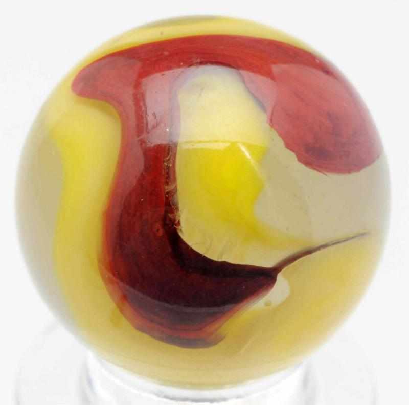 Appraisal: Akro Agate Egg Yolk Oxblood Marble Loaded with oxblood and