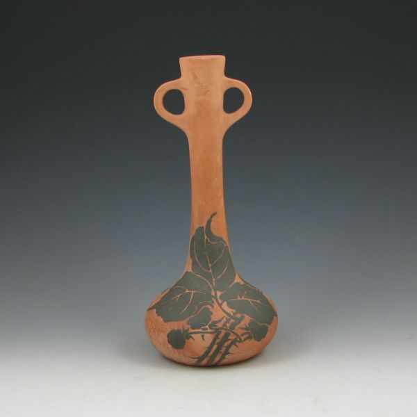 Appraisal: Weller Arts Crafts vase with silhouette decoration on a terracotta