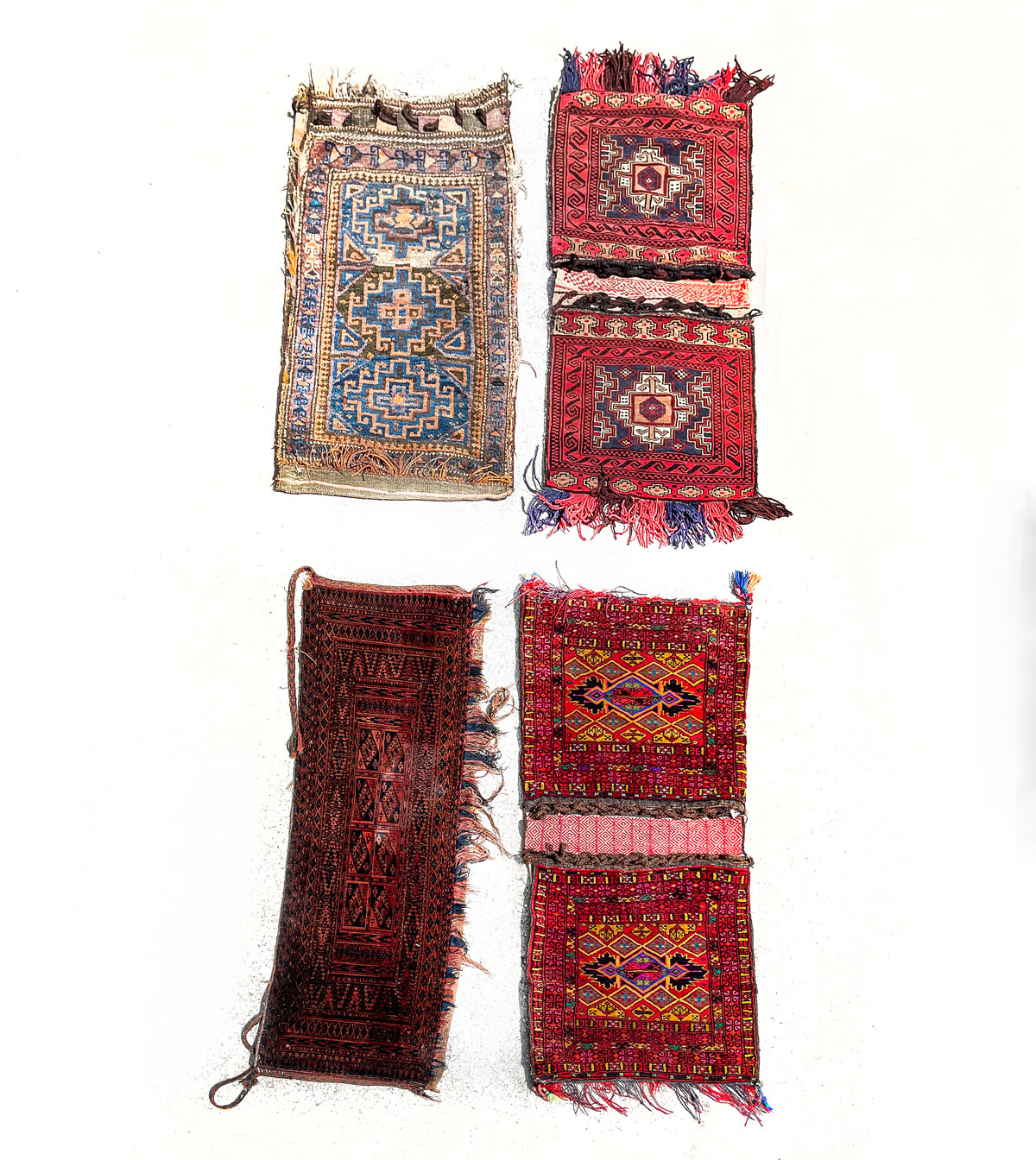 Appraisal: MIDDLE EASTERN SADDLEBAGS Hand woven saddlebags pads for horseback All