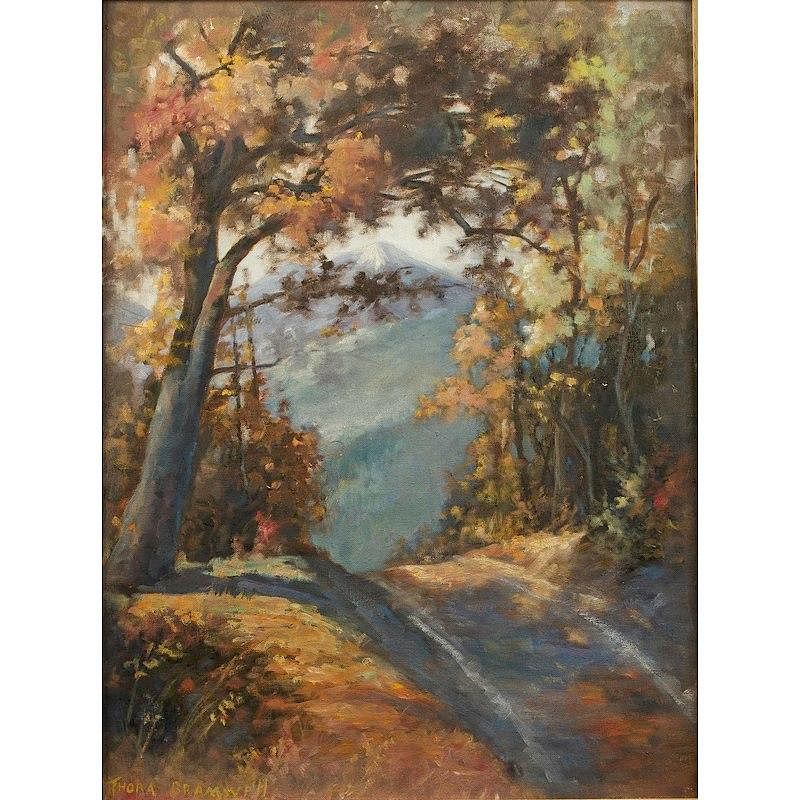 Appraisal: Thora Bramwell Painting Framed oil on board landscape by Thora