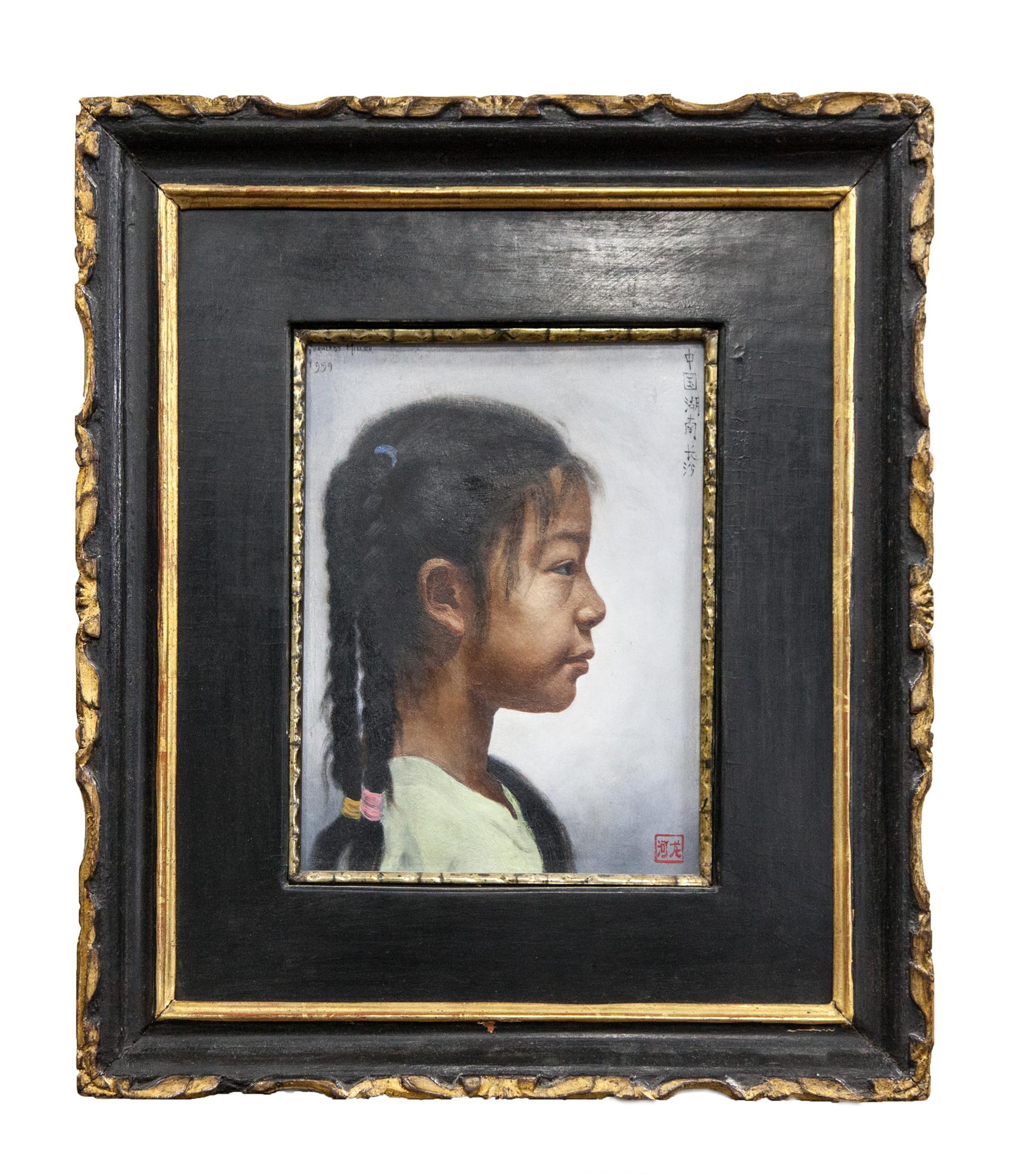 Appraisal: FRAMED PAINTING OF A YOUNG ASIAN GIRL SIGNED GERHARDT MILLER