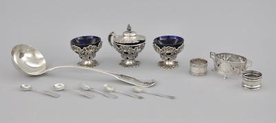 Appraisal: A Group of Silver Plate and Cobalt Glass Tabletop Articles