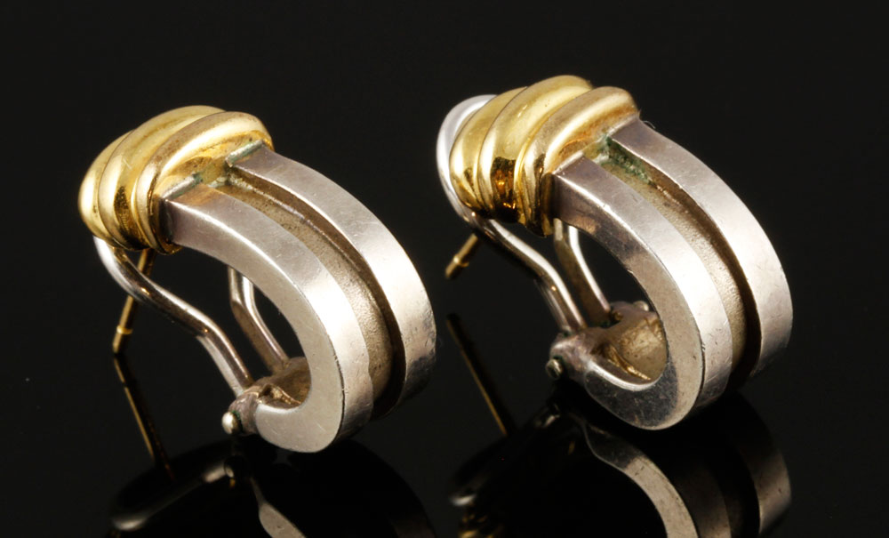 Appraisal: - Pair of Tiffany Atlas K Gold Earrings Pair of