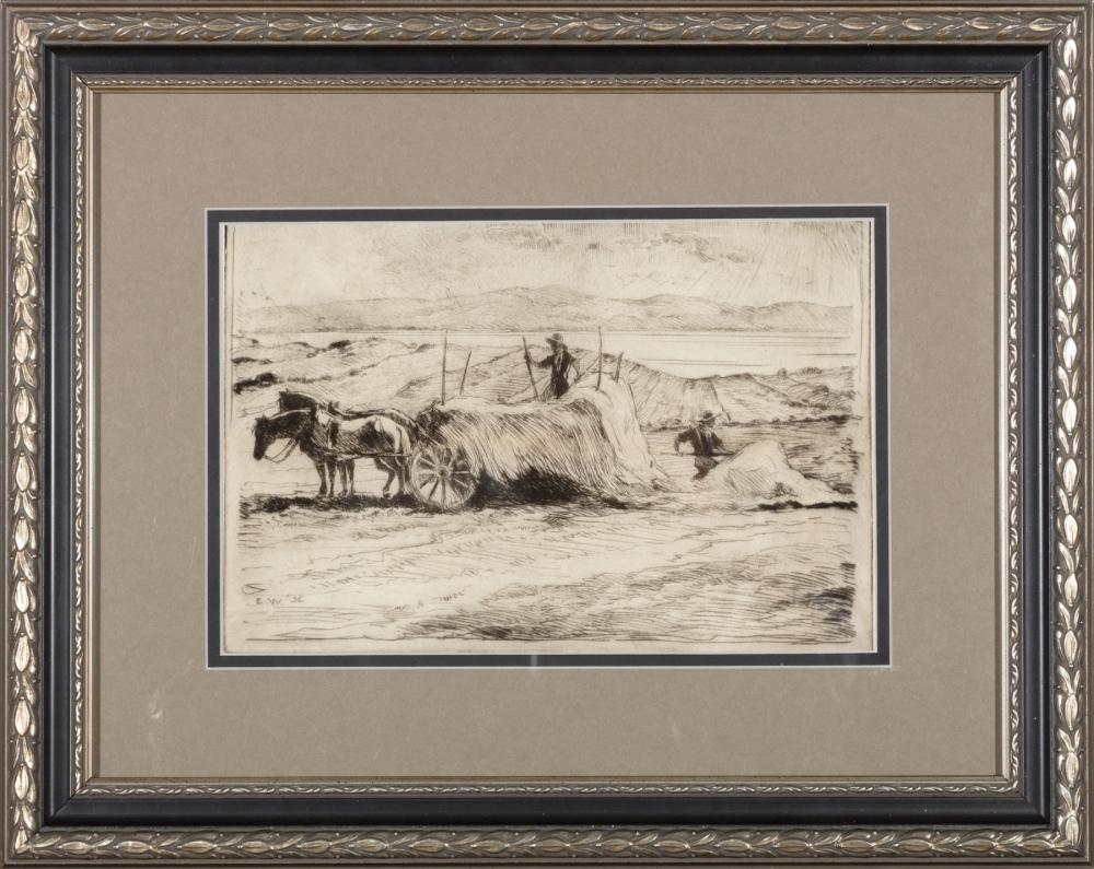 Appraisal: Ellsworth Woodward American Louisiana - Loading Hay Boyer etching initialed