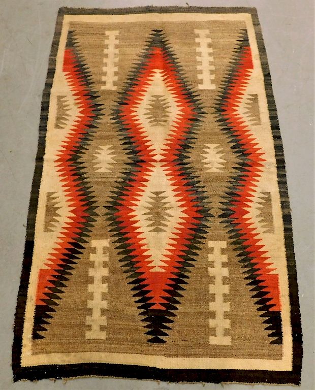 Appraisal: Navajo Native American Geometric Woven Carpet Rug United States th