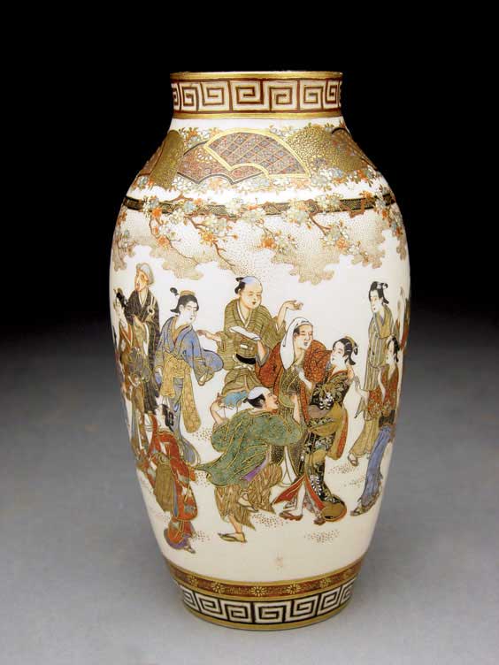 Appraisal: FINE JAPANESE SATSUMA VASE Very finely detailed Japanese Satsuma vase