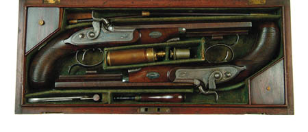 Appraisal: CASED PAIR OF SMITH PERCUSSION TARGET PISTOLS Cal - oct