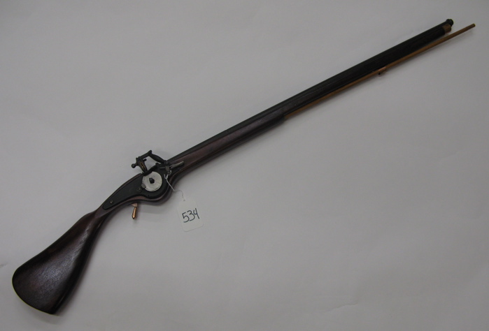 Appraisal: REPRODUCTION WHEEL LOCK BLACK POWDER RIFLE caliber rifled round barrel