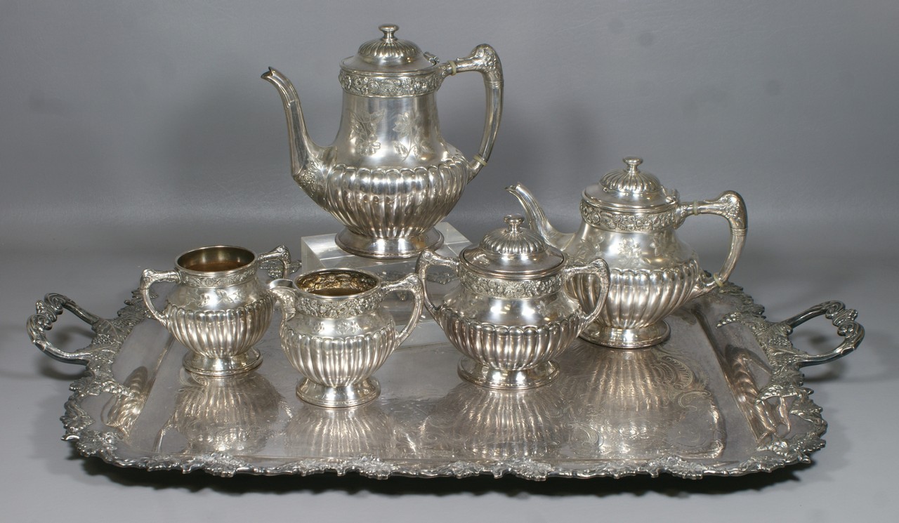 Appraisal: pc Reed Barton plated silver teaset with an English plated