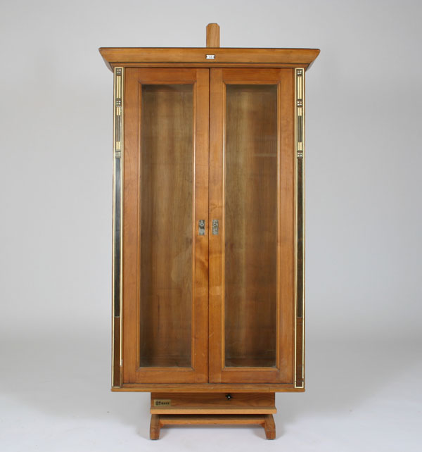 Appraisal: Hanging wall display cabinet with decorative inlays two door mixed