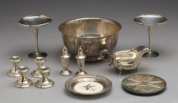 Appraisal: A group of sterling table articles Comprising Revere bowl Fisher