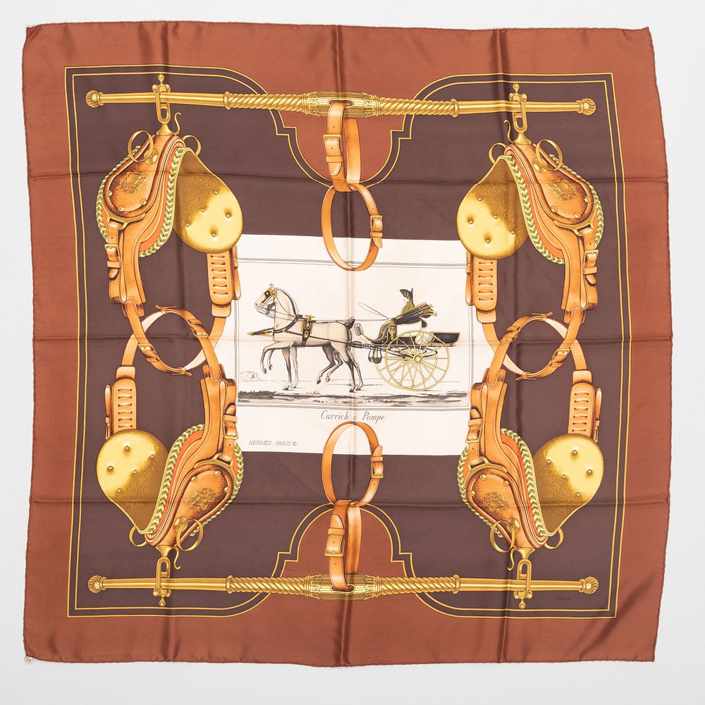 Appraisal: Group of Five Herm s Silk Scarves Signed P P