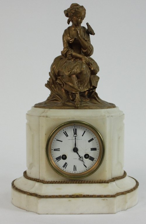 Appraisal: An onyx mantel clock with gilt metal figure of a