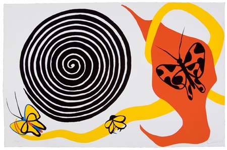 Appraisal: ALEXANDER CALDER Butterflies and Spiral Color lithograph x mm x