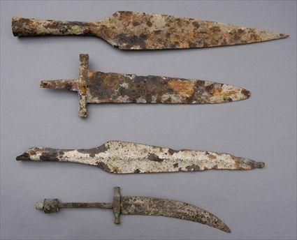 Appraisal: Group of Spearheads Daggers Arrowheads and a Short Sword