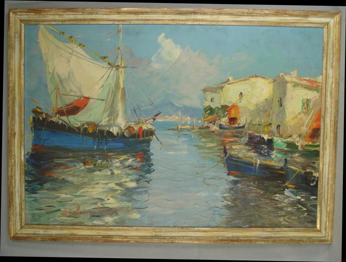 Appraisal: European School th c Meditrrranena Harbor Scene x o c