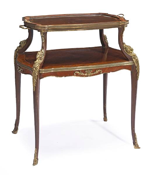 Appraisal: A Louis XV style bronze mounted kingwood and rosewood serviteur