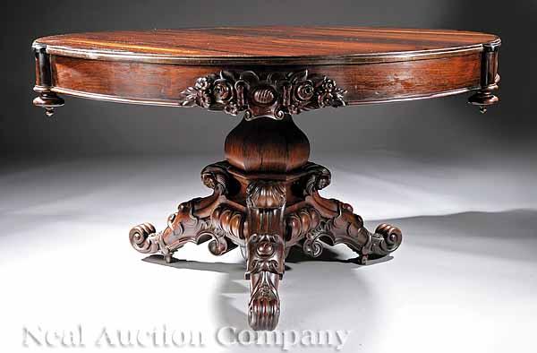 Appraisal: An American Rococo Carved Rosewood Center Table mid- th c