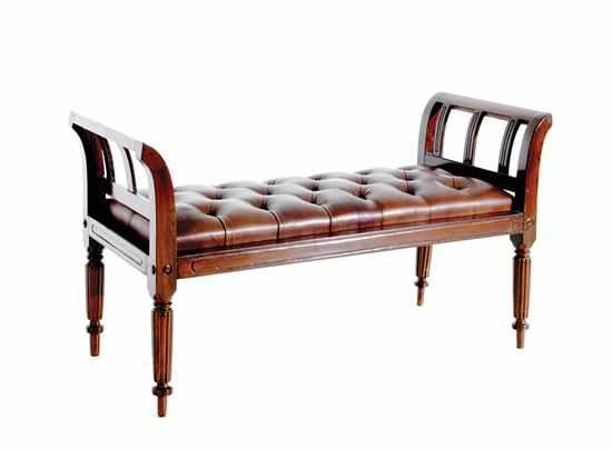 Appraisal: Regency style mahogany window bench swept-back sides to seatrails retaining