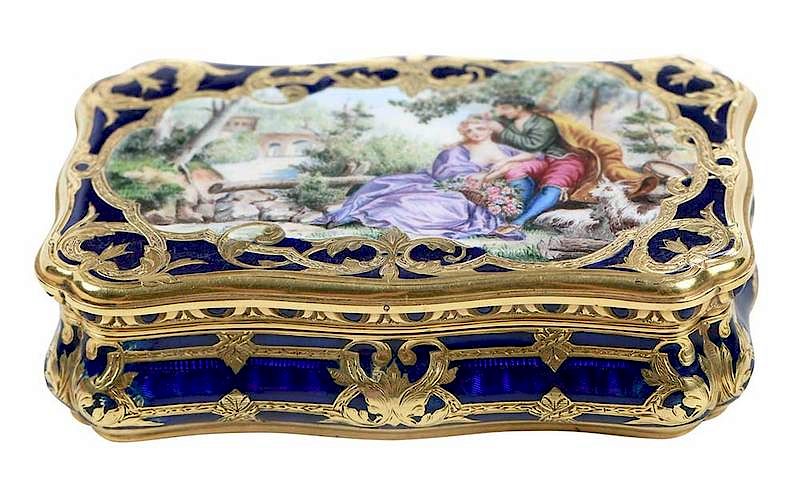 Appraisal: French kt Gold and Enamel Box French late th century