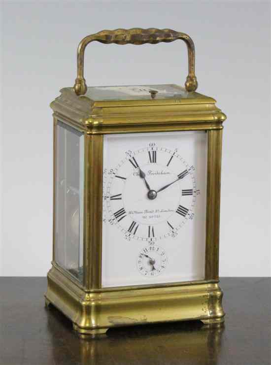 Appraisal: An early th century gilt brass hour repeating carriage alarm