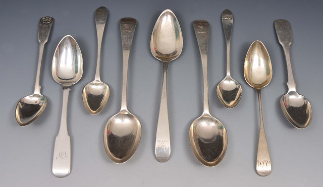 Appraisal: Collection of nine Scottish silver spoonssome with Perth and Inverness