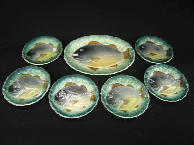 Appraisal: Spanish Majolica Pottery Fish Set platter and - plates platter