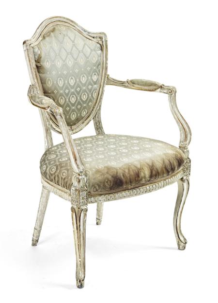 Appraisal: A George III painted and upholstered armchair In the French