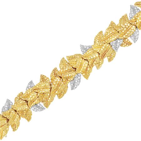 Appraisal: Gold Platinum and Diamond Leaf Bracelet Tiffany Co Estimate -