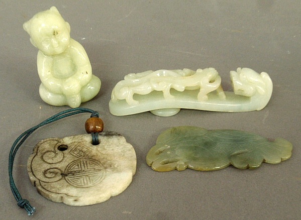 Appraisal: - Four small Chinese carved jade pieces to incl a