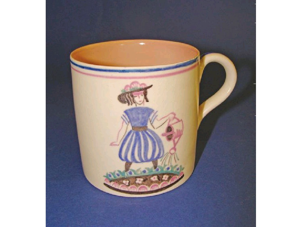 Appraisal: A POOLE POTTERY NURSERY MUG the front decorated with a