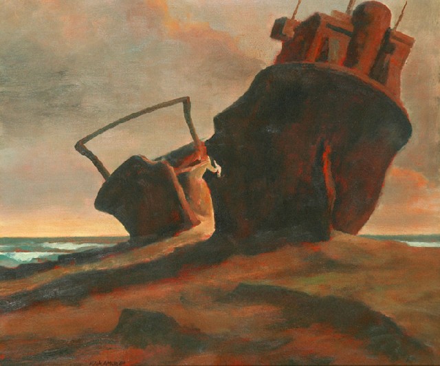 Appraisal: Rick Amor born Broken Ship oil on canvas signed and