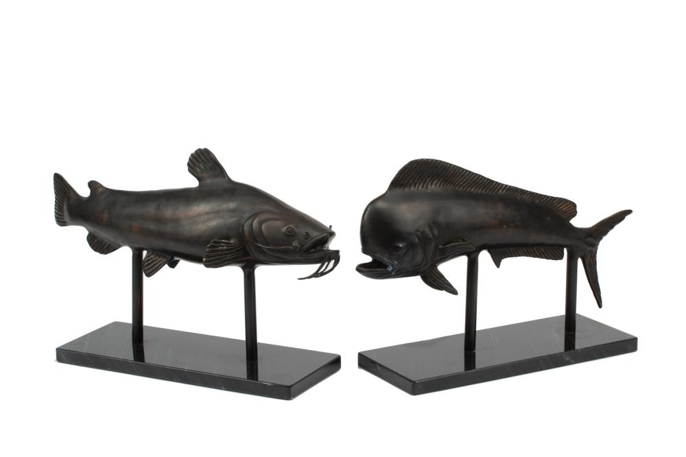 Appraisal: Pair of Patinated Bronze Fish incl a catfish and a