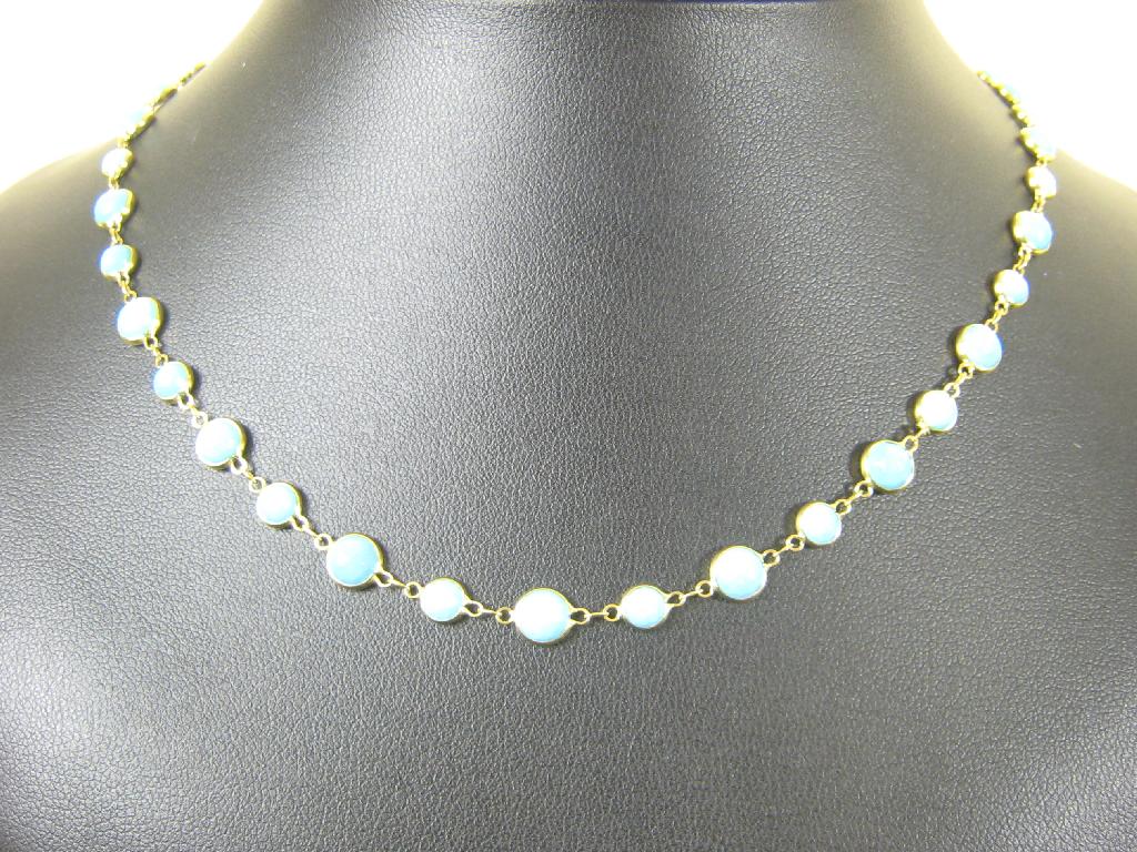 Appraisal: A turquoise Necklace the circular faceted cabochons set in ct