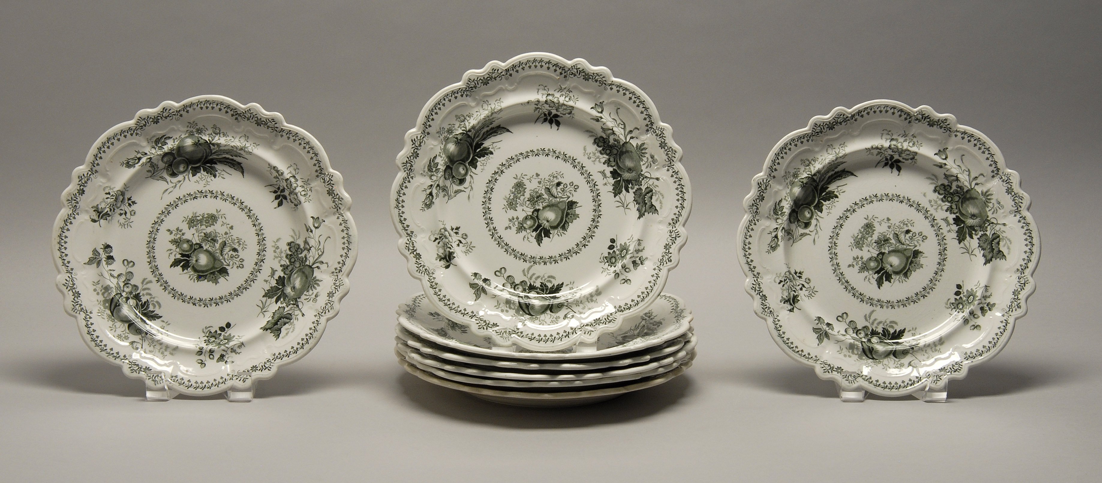 Appraisal: EIGHT HICKS MEIGH JOHNSON TRANSFER-DECORATED PLATES Staffordshire England th CenturyIn