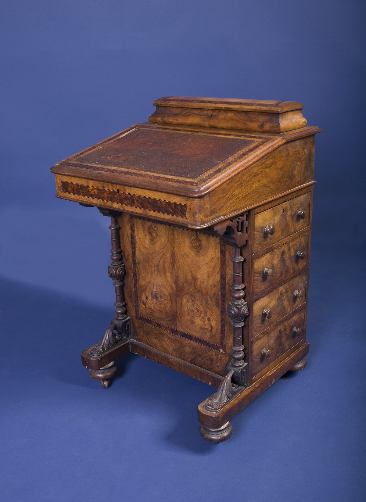 Appraisal: VICTORIAN BURLED WALNUT AND WALNUT VENEER DAVENPORT DESK The top