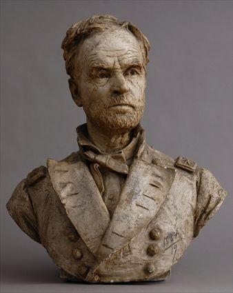 Appraisal: AUGUSTUS ST GAUDENS PLASTER BUST STUDY OF GENERAL WILLIAM TECUMSAH