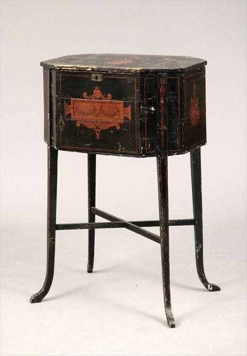 Appraisal: George III Paint-Decorated Sewing Table in the Adam Taste x