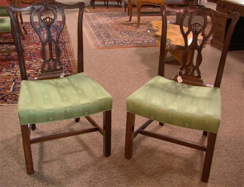 Appraisal: PAIR OF CHIPPENDALE MAHOGANY SIDECHAIRS h w in