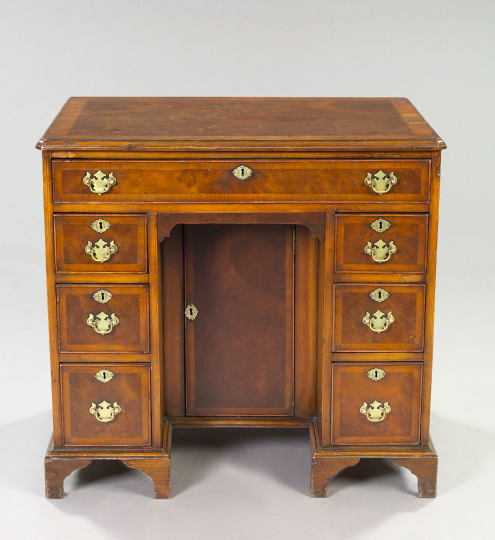 Appraisal: Good George III-Style Banded Mahogany and Brass-Mounted Kneehole Desk late