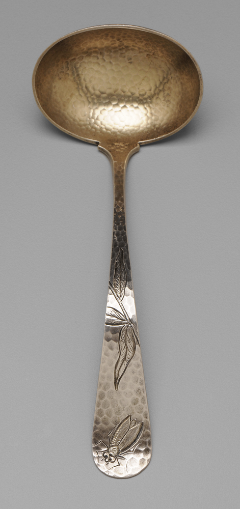 Appraisal: Dominick Haff Pond Sterling Ladle American th century hammered finish