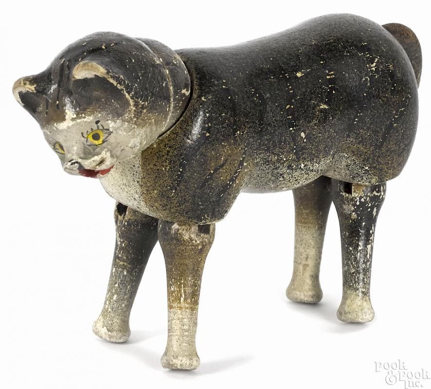 Appraisal: Schoenhut painted wood cat with a two-piece head an open