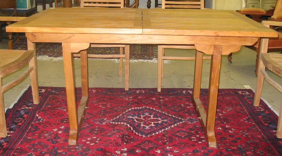 Appraisal: TEAK DRAW LEAF DINING TABLE having a rectangular top on