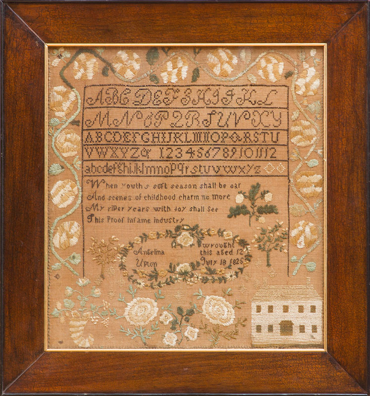 Appraisal: AMERICAN NEEDLEWORK SAMPLER WROUGHT BY ANGELINA UPTON JULY Worked with